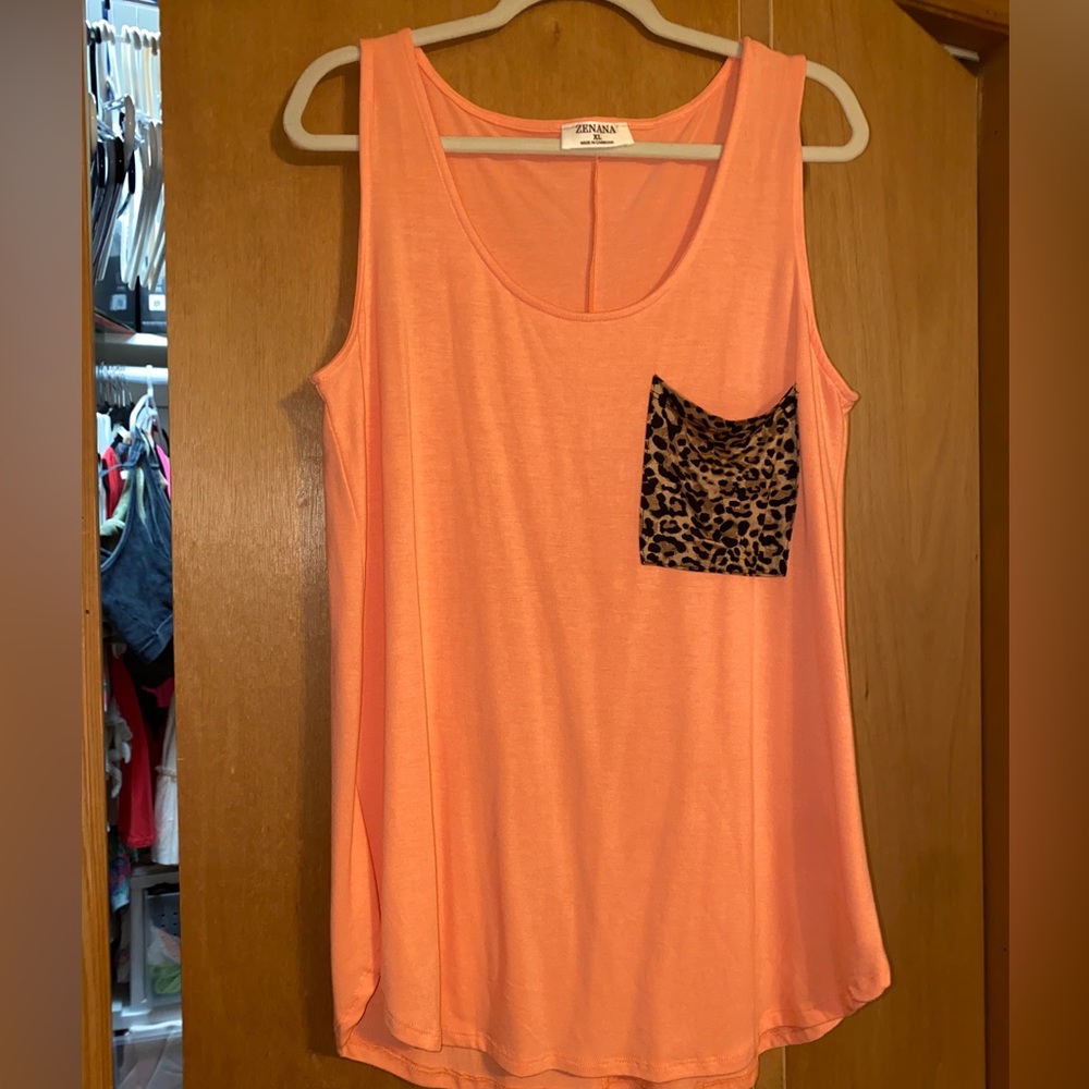 Zenana Leopard Pocket Tank
